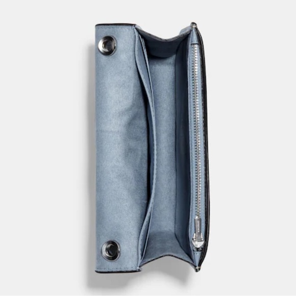 COACH Georgie Crossbody In Signature Canvas LIGHT KHAKI/MARBLE BLUE - Picture 4 of 14